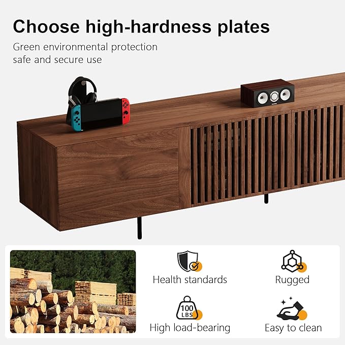 Pajiasen 94.48″ Mid Century Modern Walnut TV Stand - Image 9