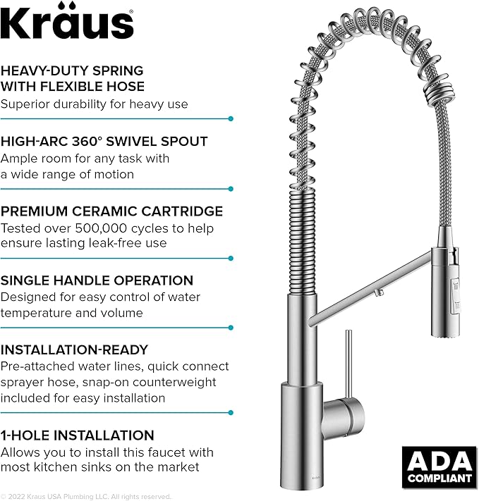 KRAUS Oletto 2-in-1 Commercial Style Pull-Down Single Handle Water Filter - Image 15