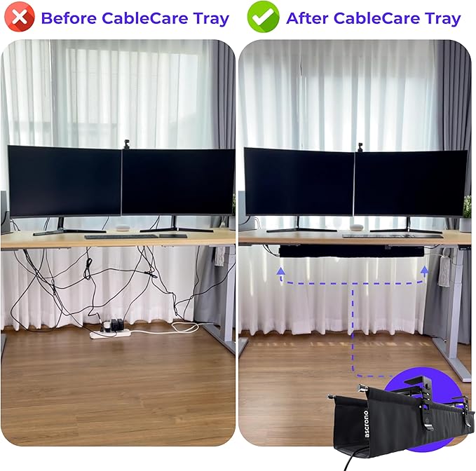 Ascrono Original No Drill Under Desk Cable Management Tray 53.9" - Image 7