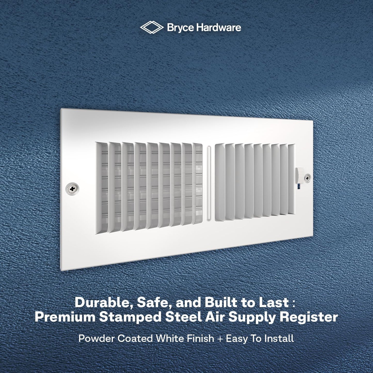 Air Supply Vent Cover for Wall or Ceiling 10 x 4 Inch (Duct Opening), Solid Steel Supply Air Grille, Outer Dimensions: 11.75"W X 5.75"H, White
