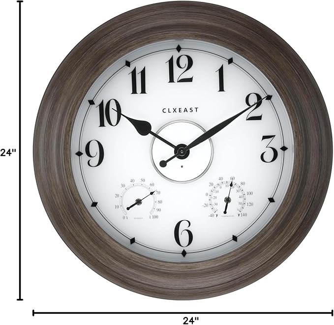 CLXEAST 24 Inch LED Illuminated Outdoor Clocks Waterproof - Image 10
