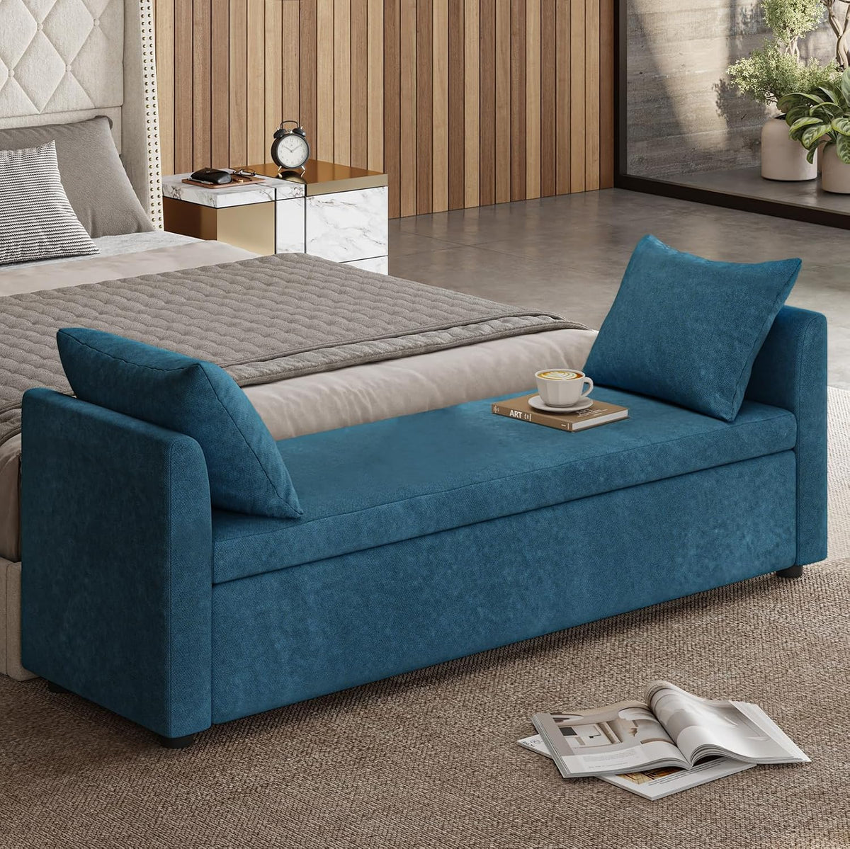 ecoharbor modern storage ottoman bedroom bench, end of, main product view