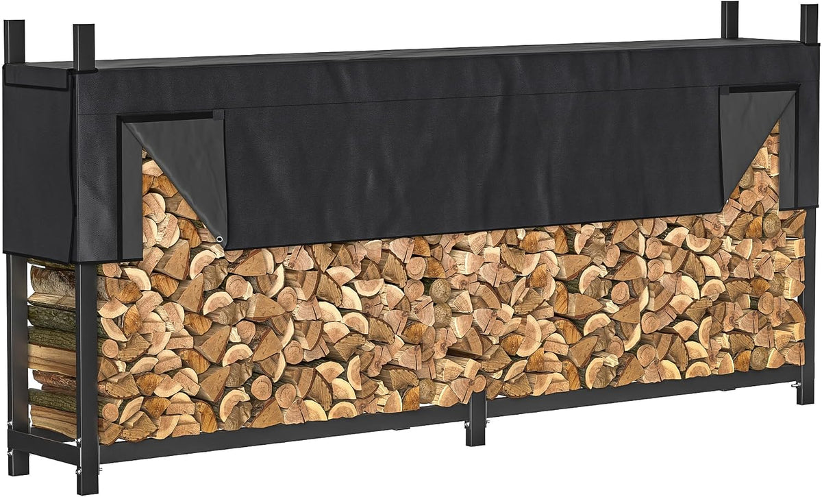 ultrawall 8ft heavy duty firewood rack with waterproof, main product view