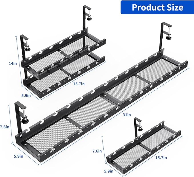 WIGAKDRU 31Inch Extendable Under Desk Cable Management Tray Multi-Model Metal - Image 7