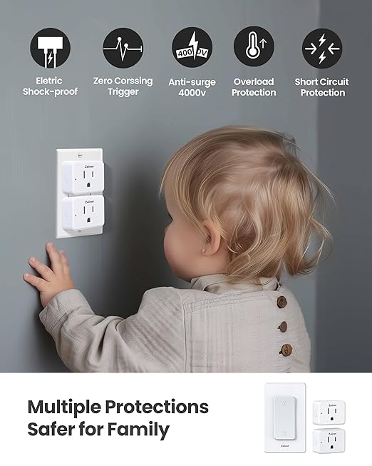Zoiinet 2-Gang Remote Control Outlet Plug Switches, Upgrade Dual Switch Design - Image 7