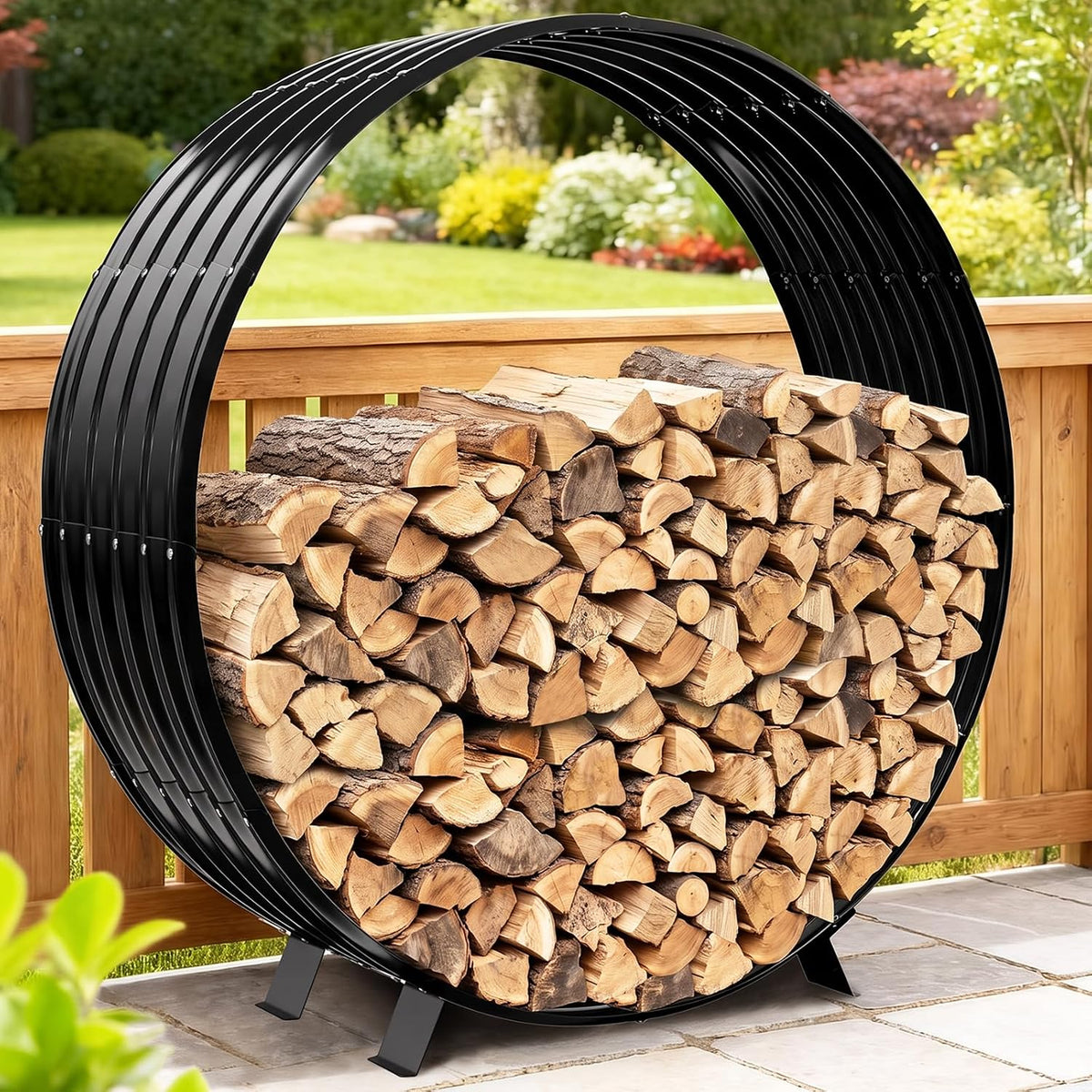47" firewood rack with roof cover, indoor &, main product view