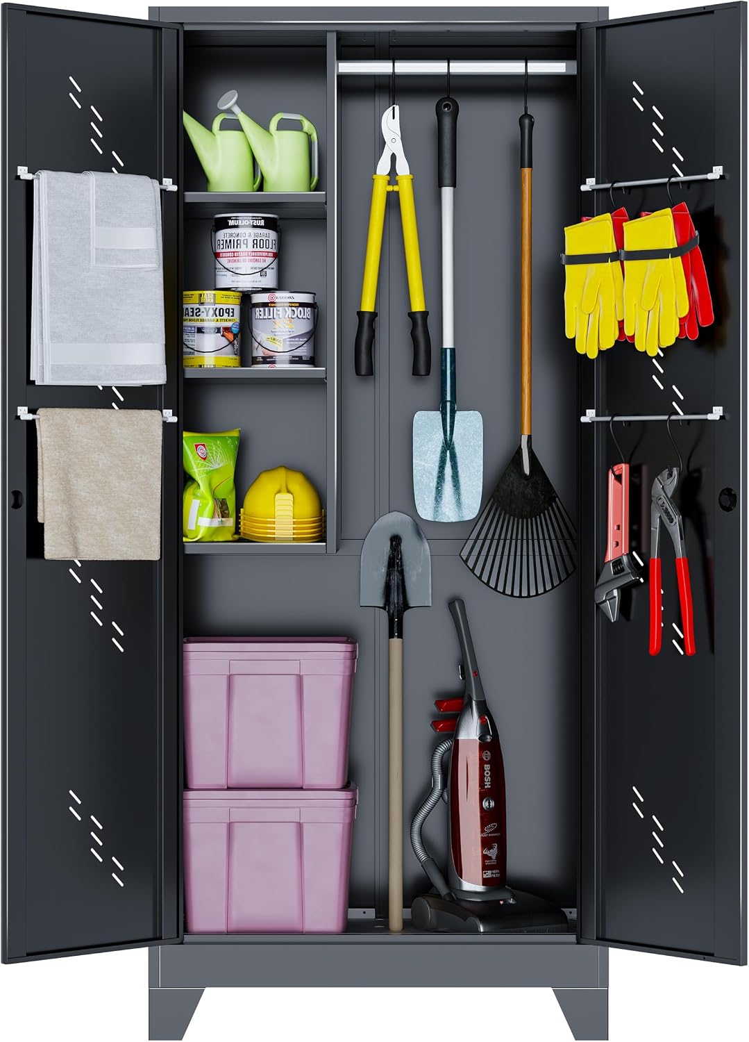 75" metal storage cabinet with lock, heavy-duty steel, main product view