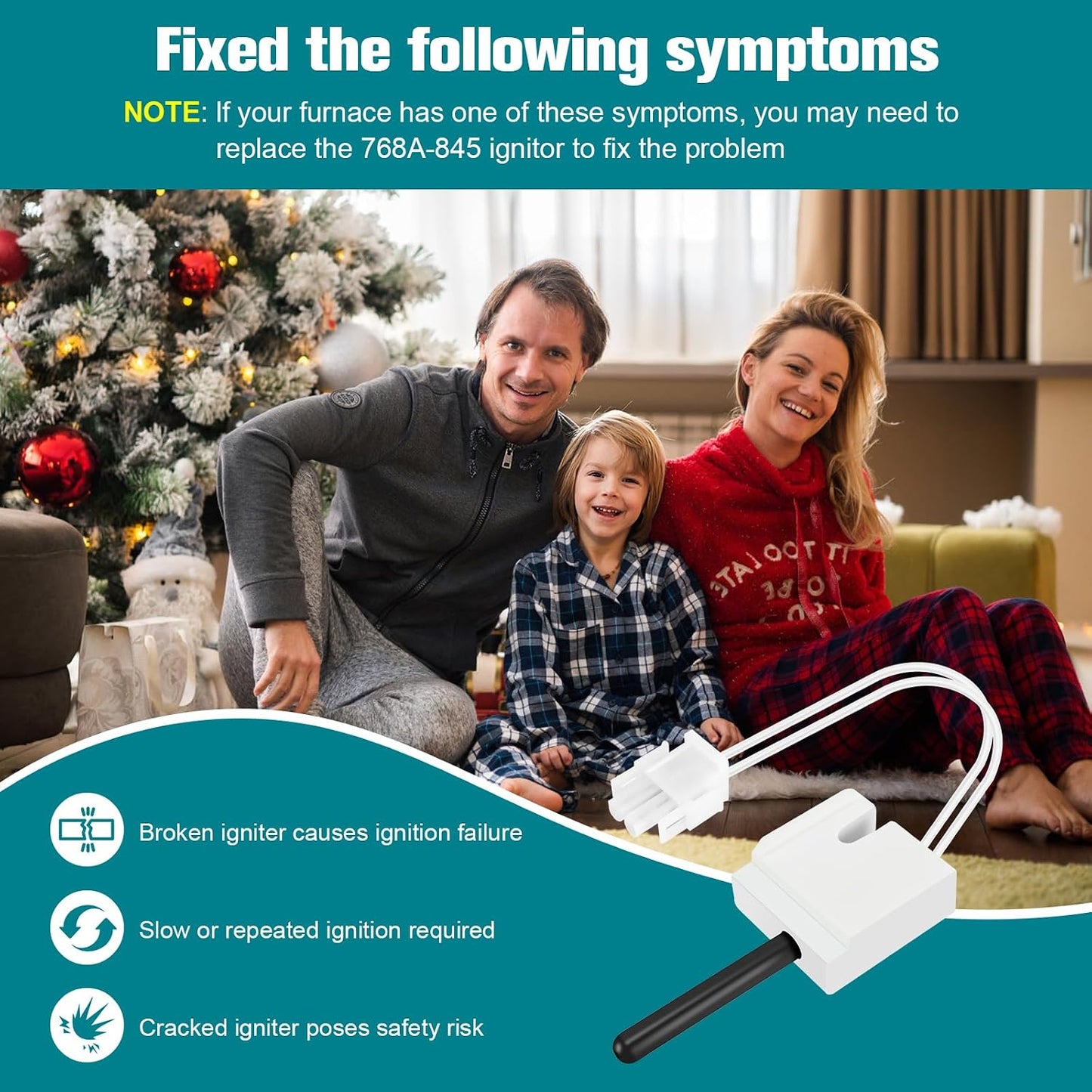 Upgraded 768A-845 Furnace Hot Surface Ignitor Replacement | Compatible with Emerson White-Rodgers Trane Silicon Nitride Ignitor, 768A-845 Replace 768A-5 IGN00104 X13130524010 B340970P01