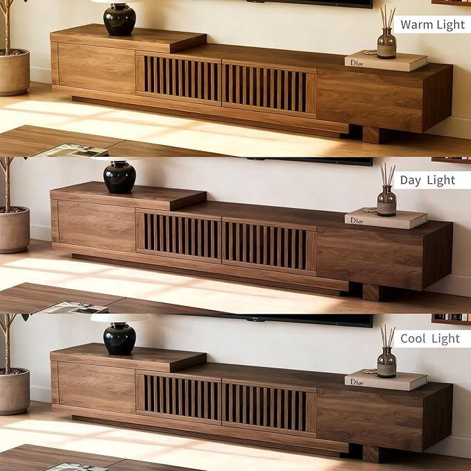 gaoyangjiaju 78.5"-105" Mid-Century Modern Extendable TV Stand, Walnut Media - Image 9
