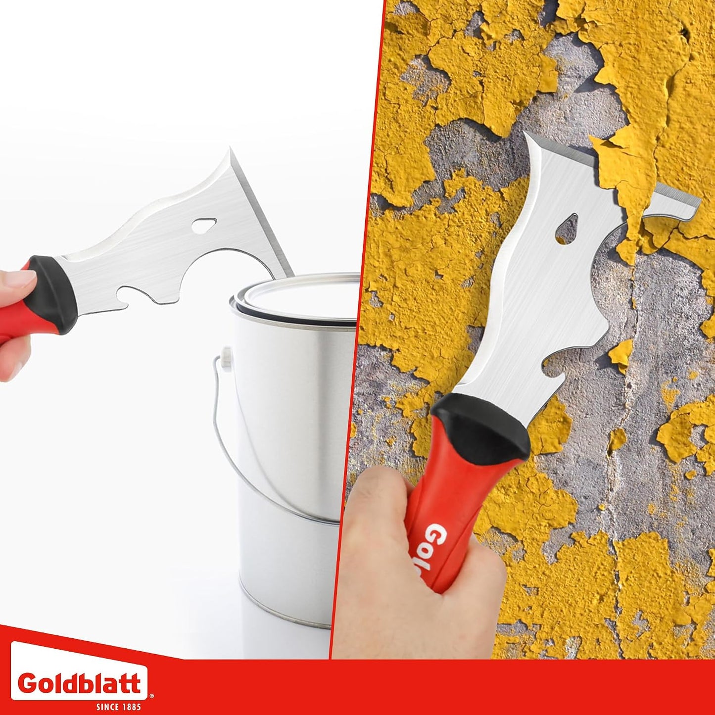 Goldblatt 9-in-1 Paint Scraper Tool, Stainless Steel Putty Knife Scraper | Paint Removal and Surface Cleaning, Paint Roller Cleaner, Wood Filler Spatula, Opener & Hammer End, for Drywall, Wood