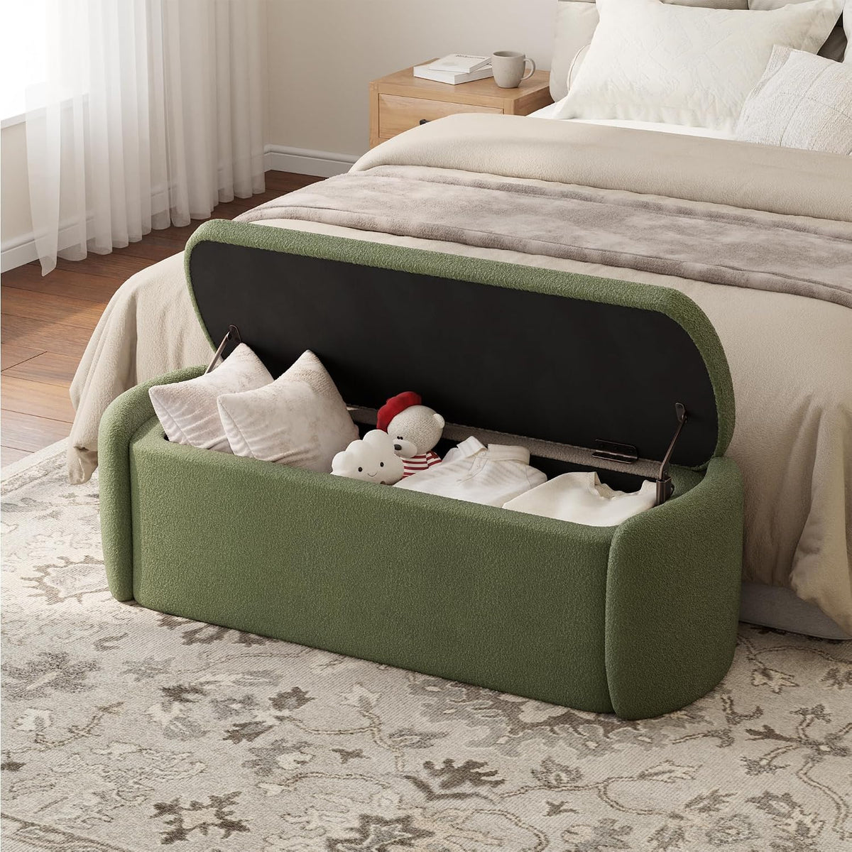 vknow storage bench, upholstered storage ottoman bench with, main product view