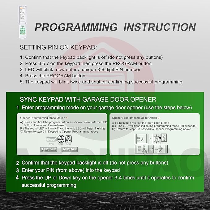 Genie Garage Door Opener Keypad & Remote GK-R G3T-R, Wireless Keyless - Image 9