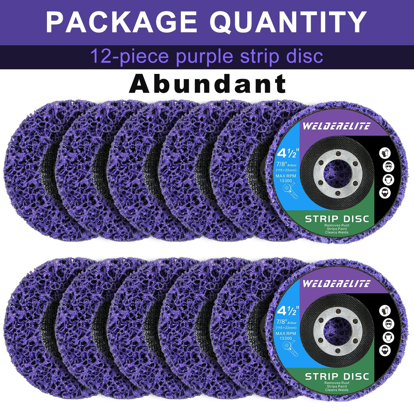 Paint Stripping Discs 12-Pack, 4-1/2" Purple Strip Disc Wheel for Angle Grinder, Ideal for Paint, Rust, and Grime Removal, Metal and Wood Stripping