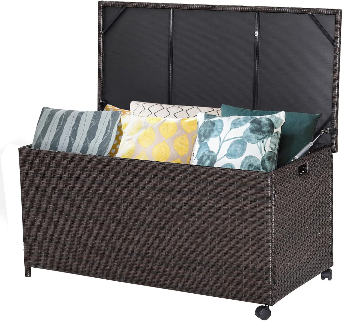 tangkula 50 gallon wicker deck storage box, patio, main product view