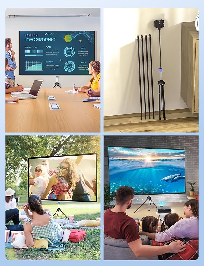 Projector Screen with Stand, Paris RHÔNE 80-inch Outdoor Indoor Projector - Image 7