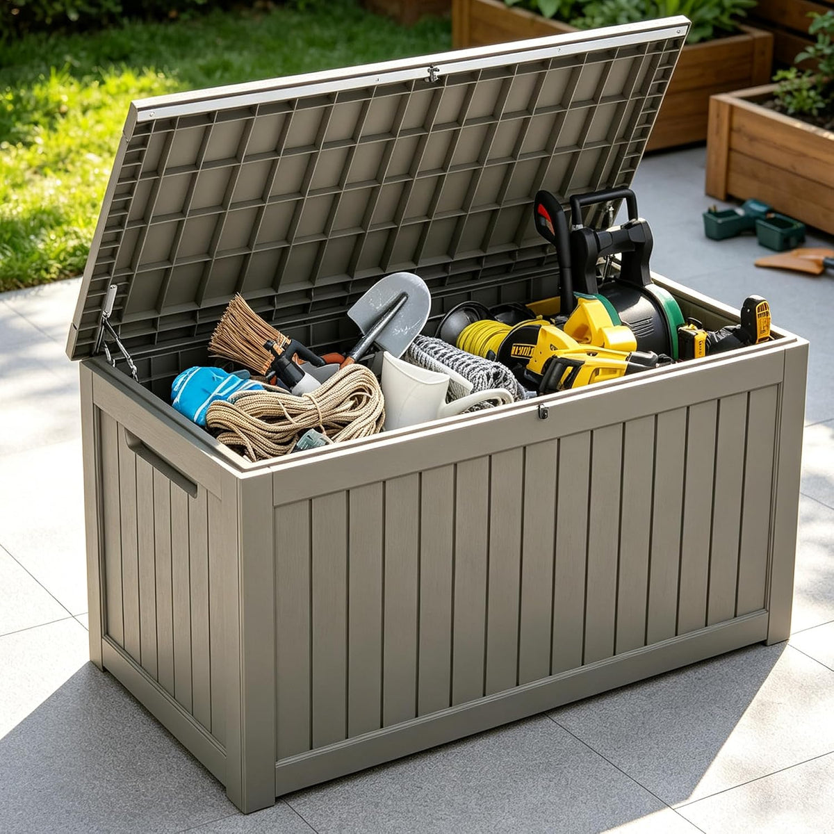 outdoor deck storage box,waterproof grey,260 gallon, main product view