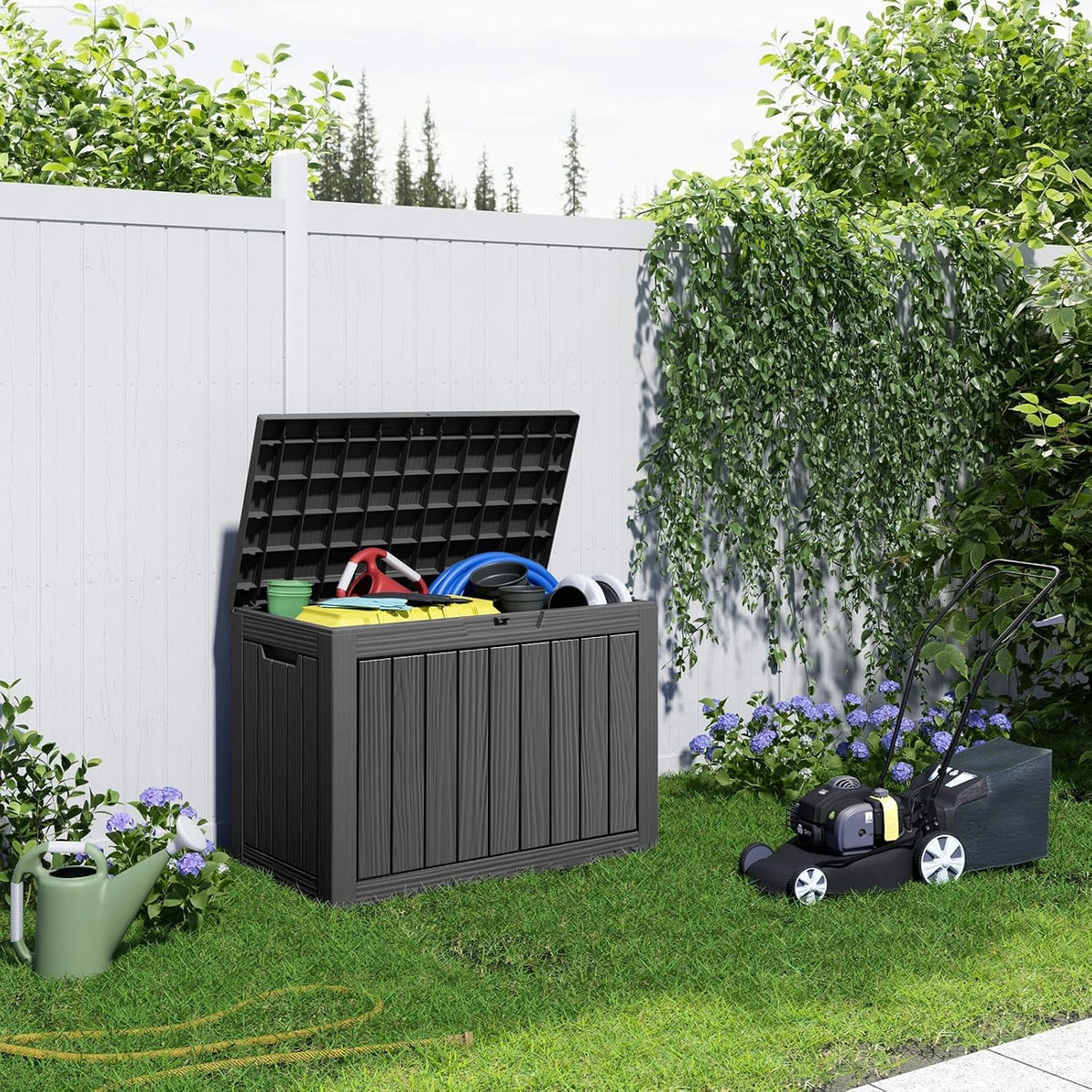 easyup 50 gallon outdoor storage box, outdoor deck on a desk or shelf