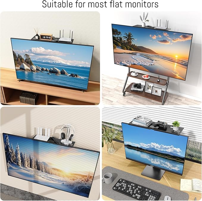 Adjustable Steel TV Top Shelf, Floating TV Stand, Universal Monitor Shelf - Image 7