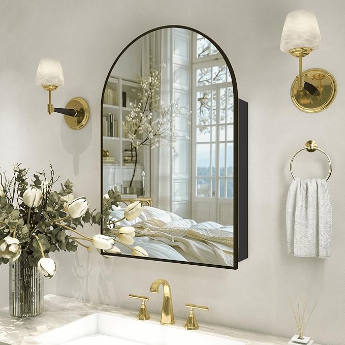 16 x 32 Black Bathroom Medicine Cabinet - Image 9