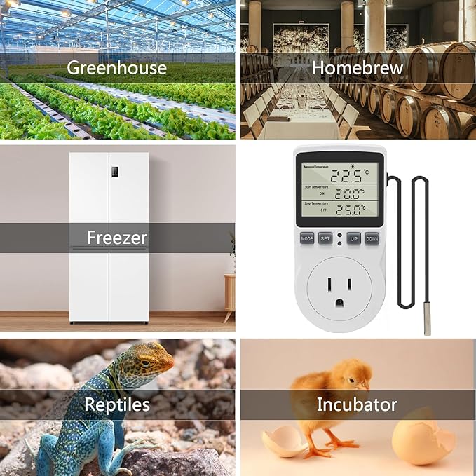 KETOTEK Digital Thermostat Outlet Plug Temperature Controller Outlet Socket - Image 7