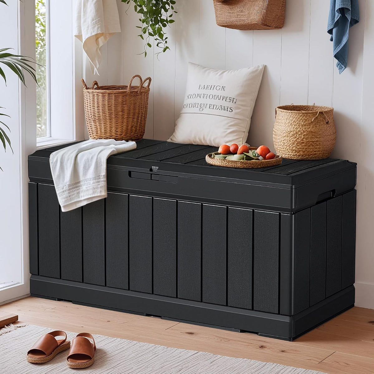 yeshomy storage chest, entryway resin shoe bench with, main product view