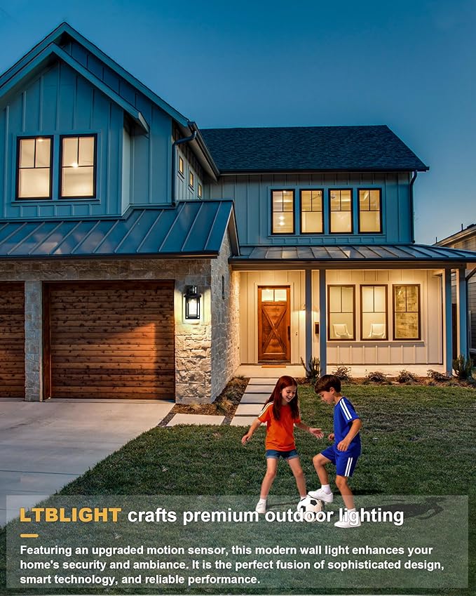LTBLIGHT Motion Sensor Dusk to Dawn Outdoor Light, 4-Modes Adjustable Black - Image 8