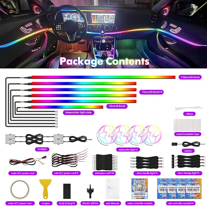 New Version Dreamcolor Acrylic Car Interior Lights 22 in 1 RGB LED Strip Lights - Image 9