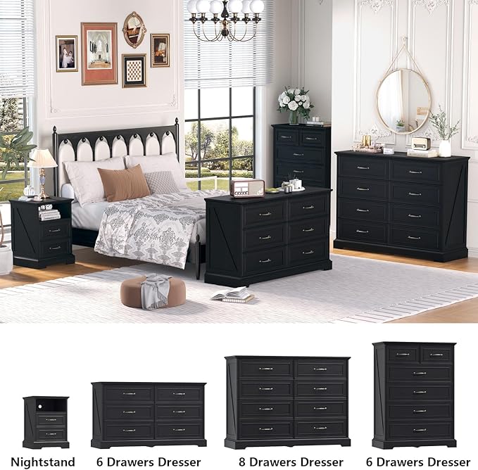 Nightstand with Charging Station, Rustic Farmhouse Wood Small Dresser, Bedside - Image 7