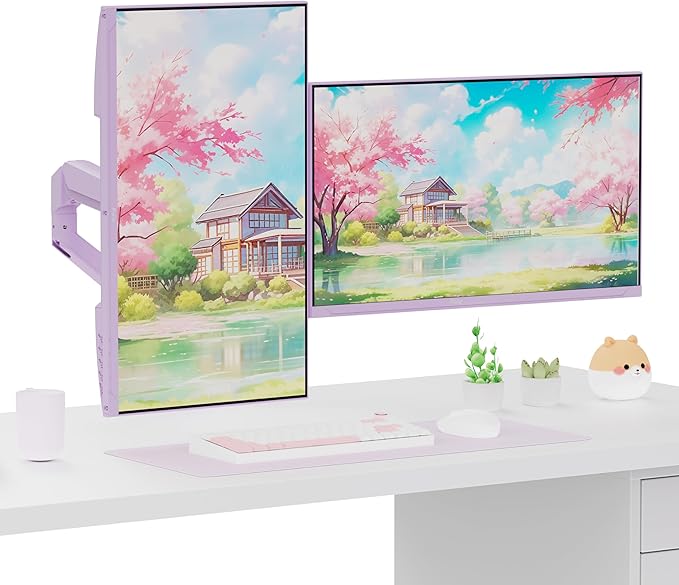 Pixio PS1D Wave Purple Dual Monitor Arm Stand Desk Mount - Image 7