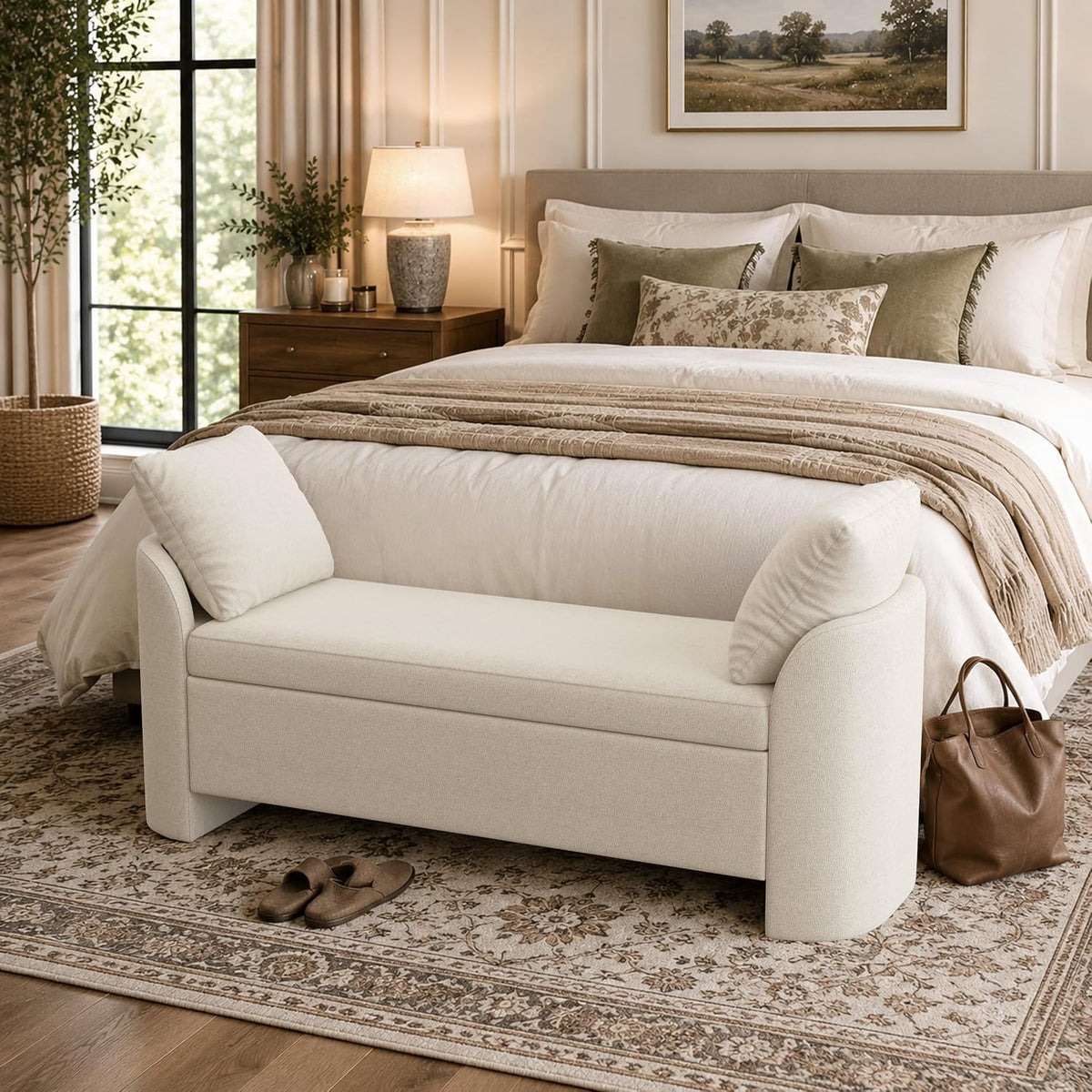 usaint 58.3" upholstered storage ottoman bench with 2, main product view