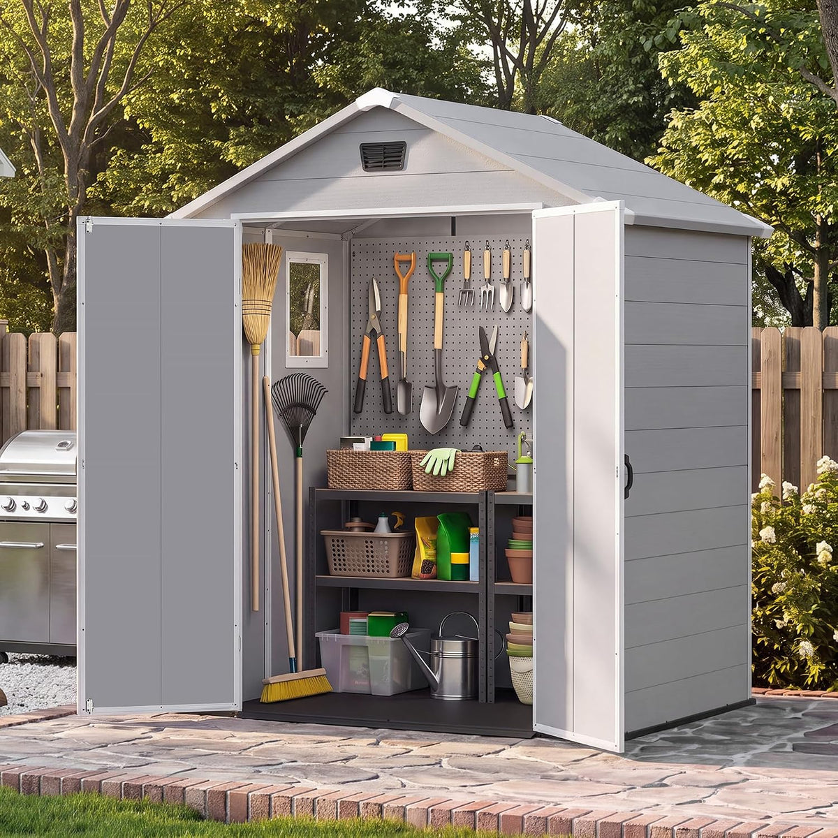 devoko 6x4 ft plastic outdoor storage shed with, main product view