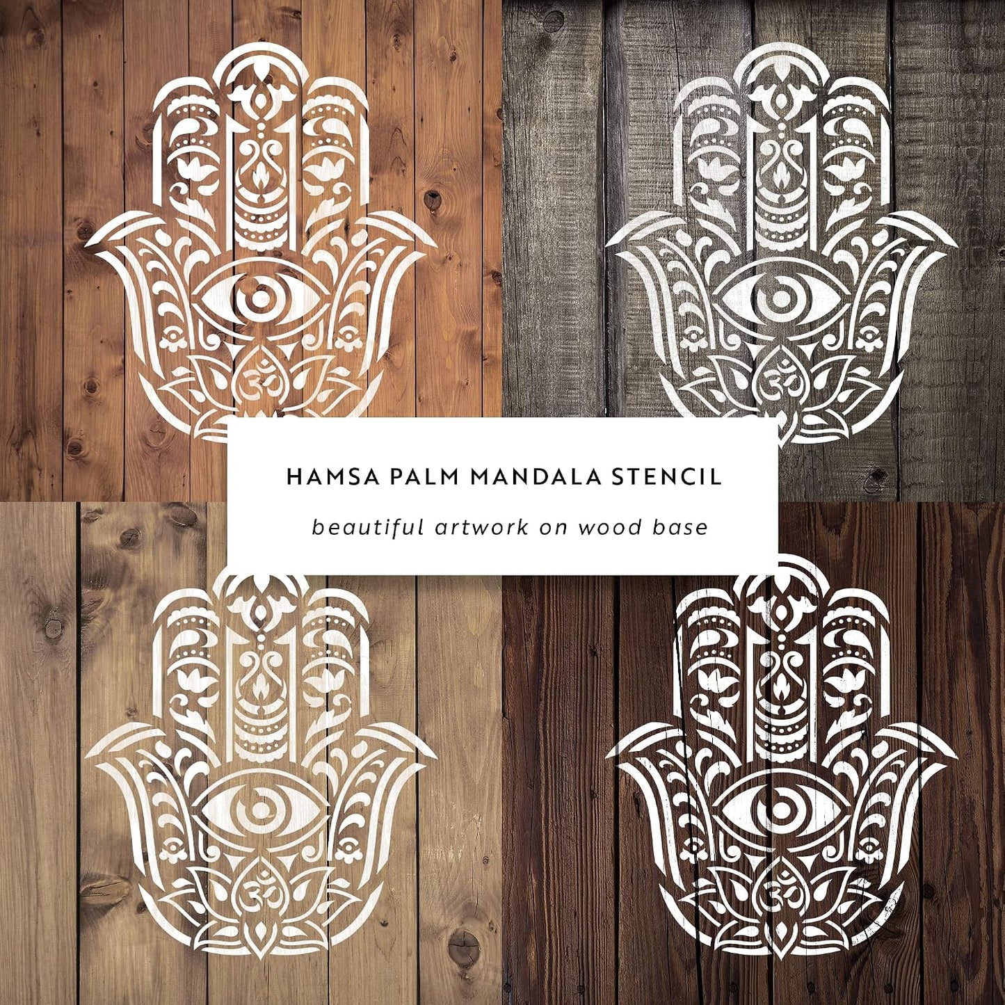 Hamsa Palm Mandala Stencil - Spiritual Mandala Stencil for Painting, Hindu Hamsa Palm Design