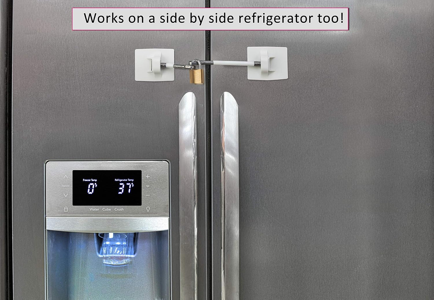 Refrigerator Door Lock with Padlock - White