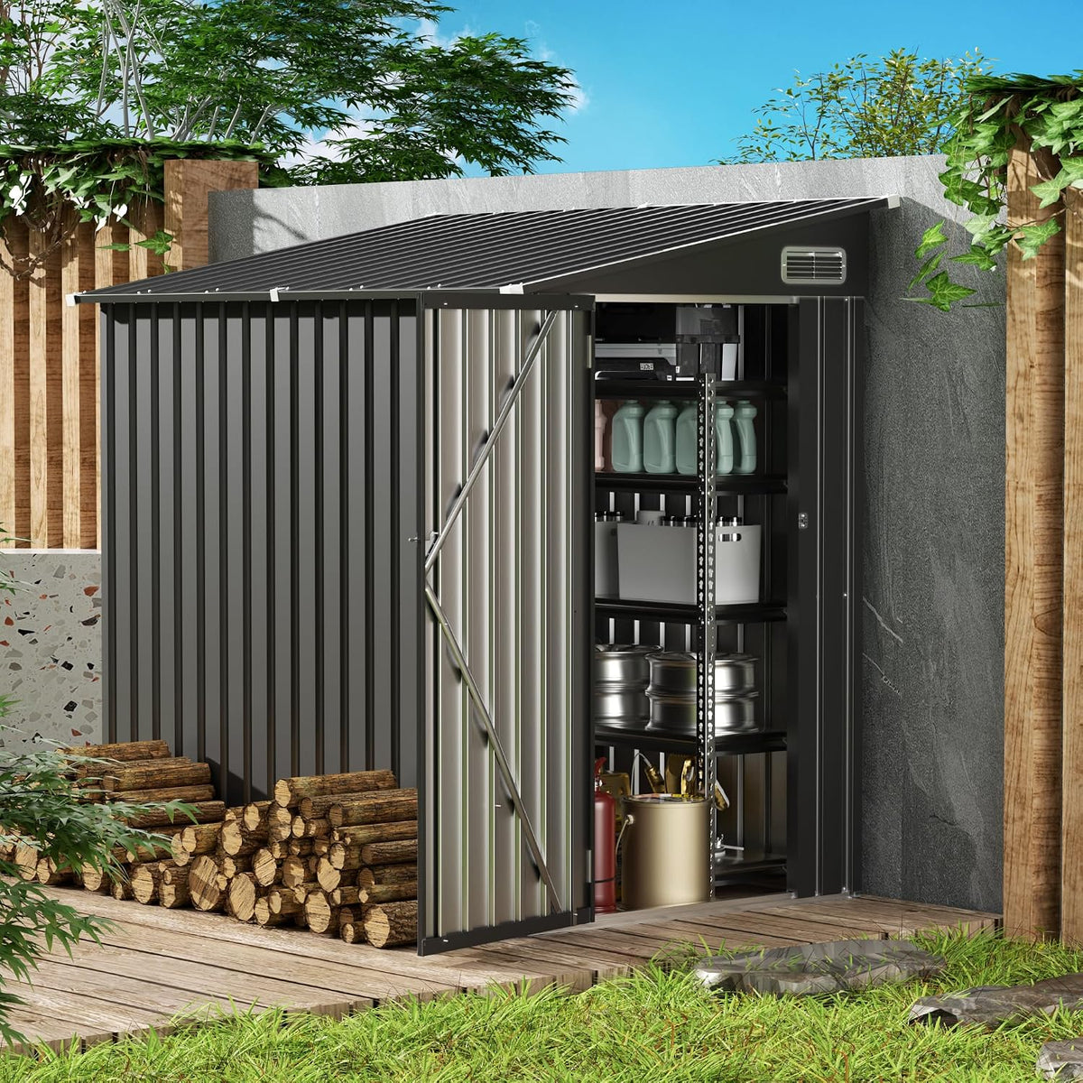 4x6 ft lean to yard storage shed, outdoor, main product view