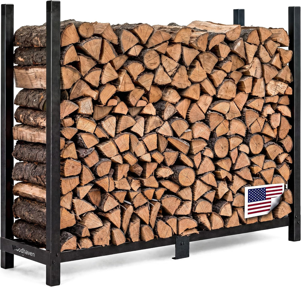 woodhaven 6-foot black raised firewood rack, 1/3 cord, main product view