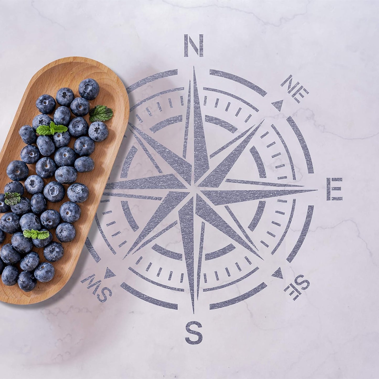 GSS Designs Compass Stencil Large 12x12 Inch Wall Stencil - Reusable Compass Rose Stencil for Painting on Wood Walls Concrete Floor - Mylar Stencil for Walls (SL-116)