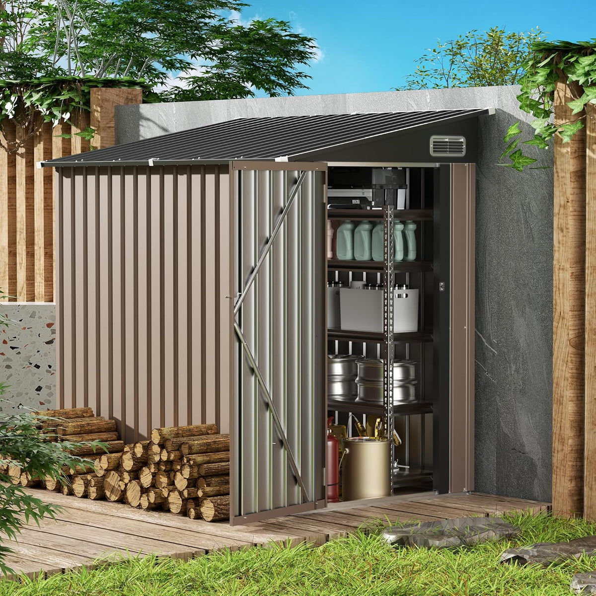 4x6 ft lean to yard storage shed, outdoor, main product view