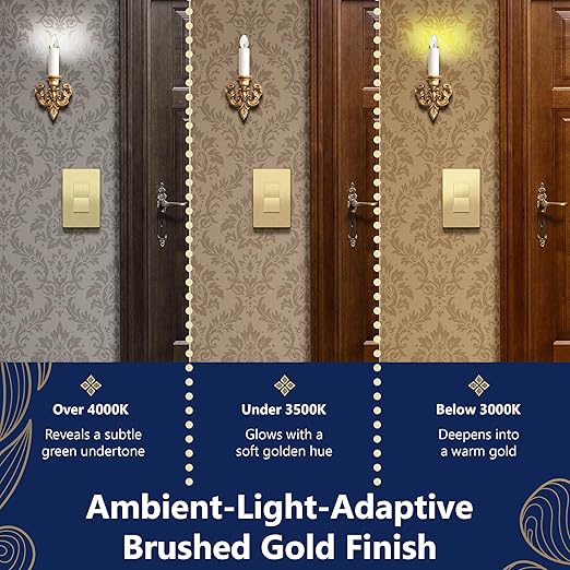 LIDER Brushed Gold Minimalist Design Decorator Switch - Image 7
