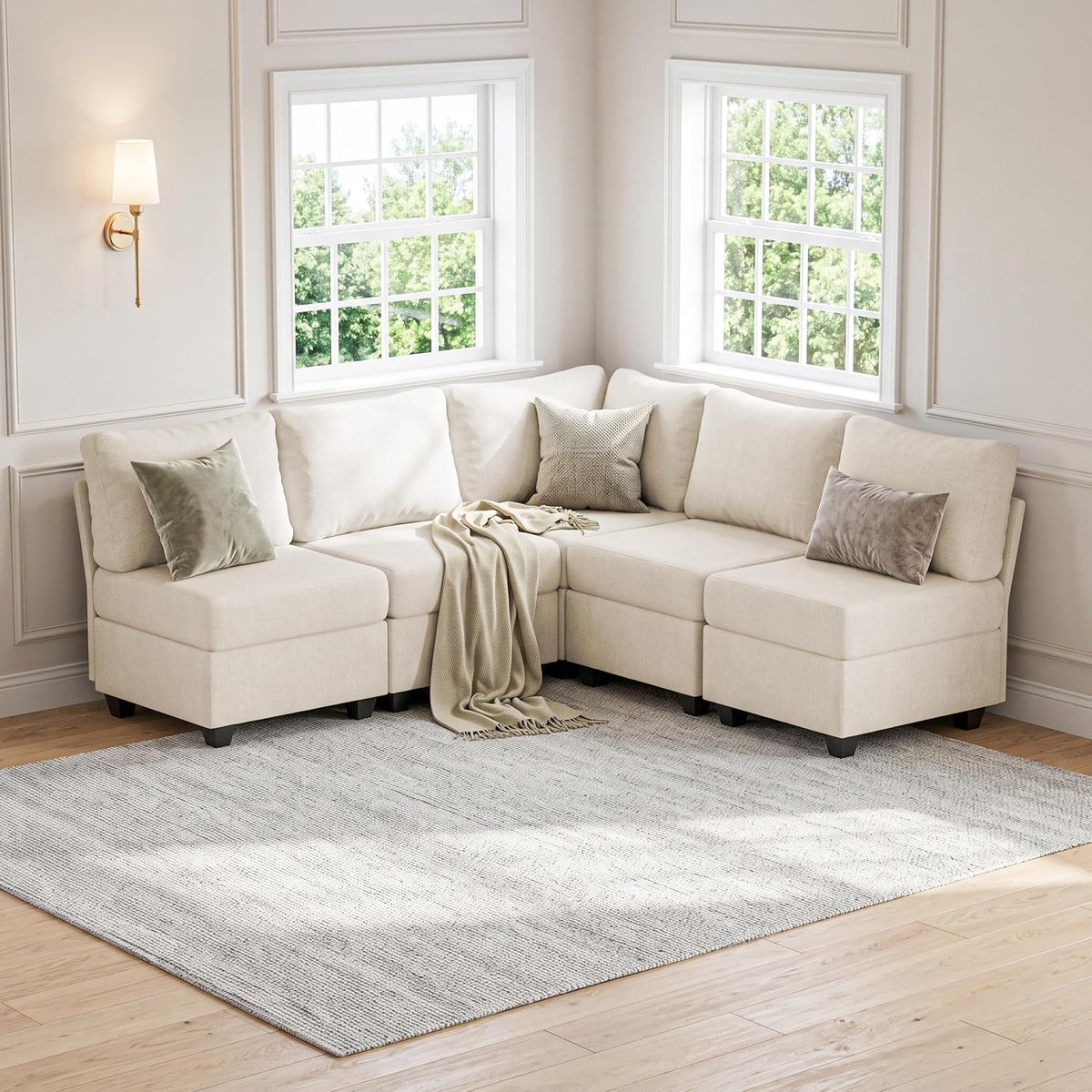 breakfast nook bench with storage, 5 seats modular, main product view