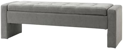 55" modern upholstered storage bench with tufted seat, view 9