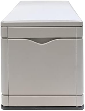 lifetime 60040 deck box, 130 gallon, desert sand, side view