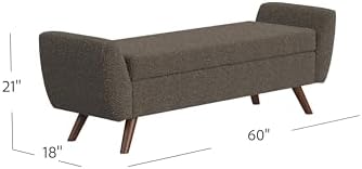 homepop 60" modern storage bench with wood legs, close-up detail
