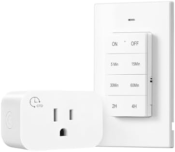 DEWENWILS Indoor Outlet Timer with Remote, 5/15/30/60Min & 2/4Hrs Countdown | 1 Remote & 1 Outlet, 100FT Remote Control Outlet, 15A/1875W Light Timer for Lamps, Fans, Household Appliances, Decorations