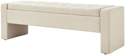 55" modern upholstered storage bench with tufted seat, view 9