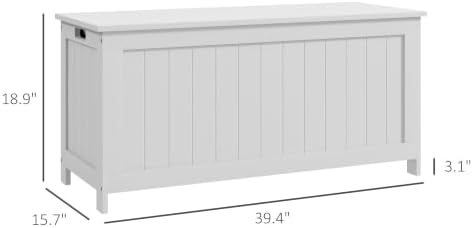 homcom storage bench cut-out handles 39.4" x 15.7" on a desk or shelf