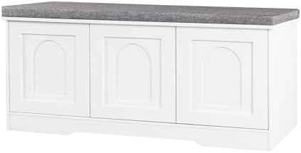 dinzi lvj shoe storage bench with cushion, door, side view