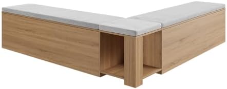 bobve l-shape storage bench with cushion, backless corner, front angle view