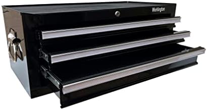workington industrial 3 drawers portable metal intermediate box on a desk or shelf