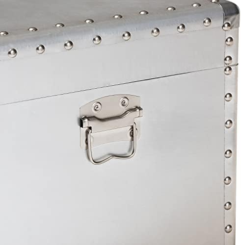 baxton studio serge 13.98-inch high storage trunk, silver on a desk or shelf