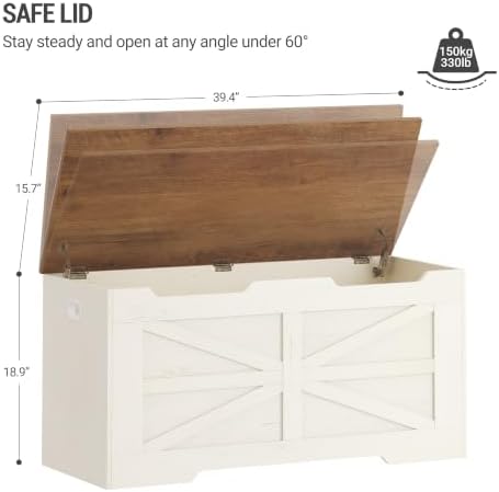 hzuaneri 39" farmhouse storage chest | 50 gal, close-up detail